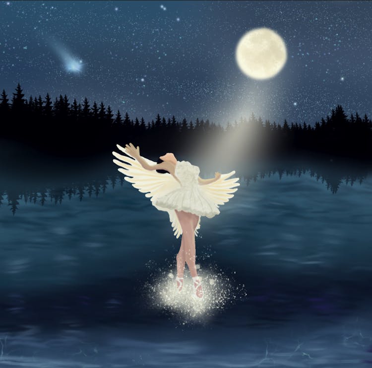 Water Painting Inspired by Swan Lake